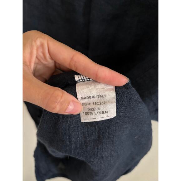 Francesca Bettini Top Women's Small Navy 100% Linen Tunic Blouse Made in Italy - Picture 5 of 7